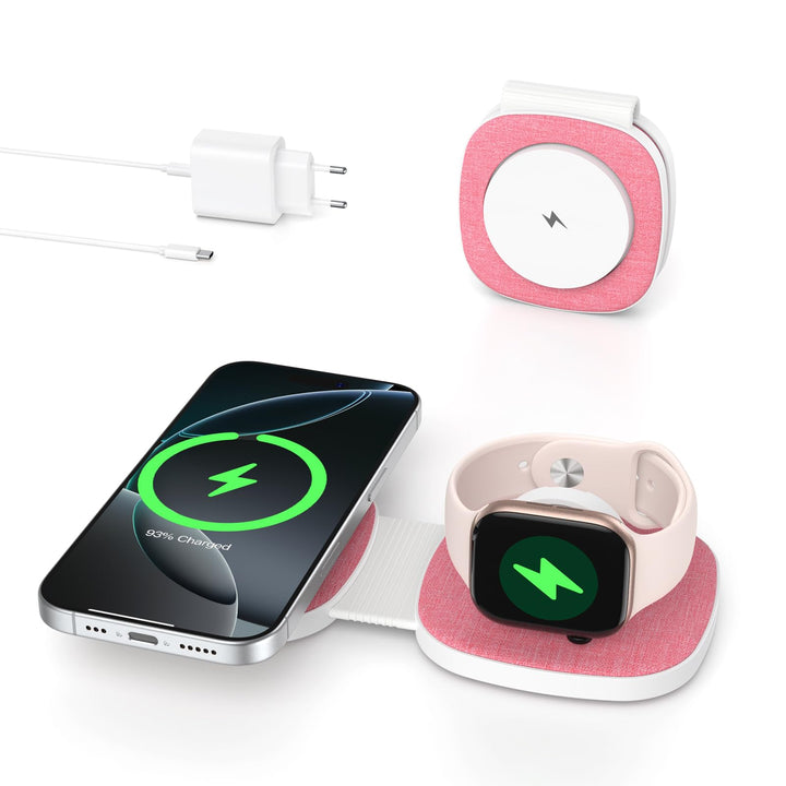 Faltbar 2 in 1 Ladestation für Apple Watch und iPhone für MagSafe iPhone 17e/Air/17/16/15/14/13/12 S