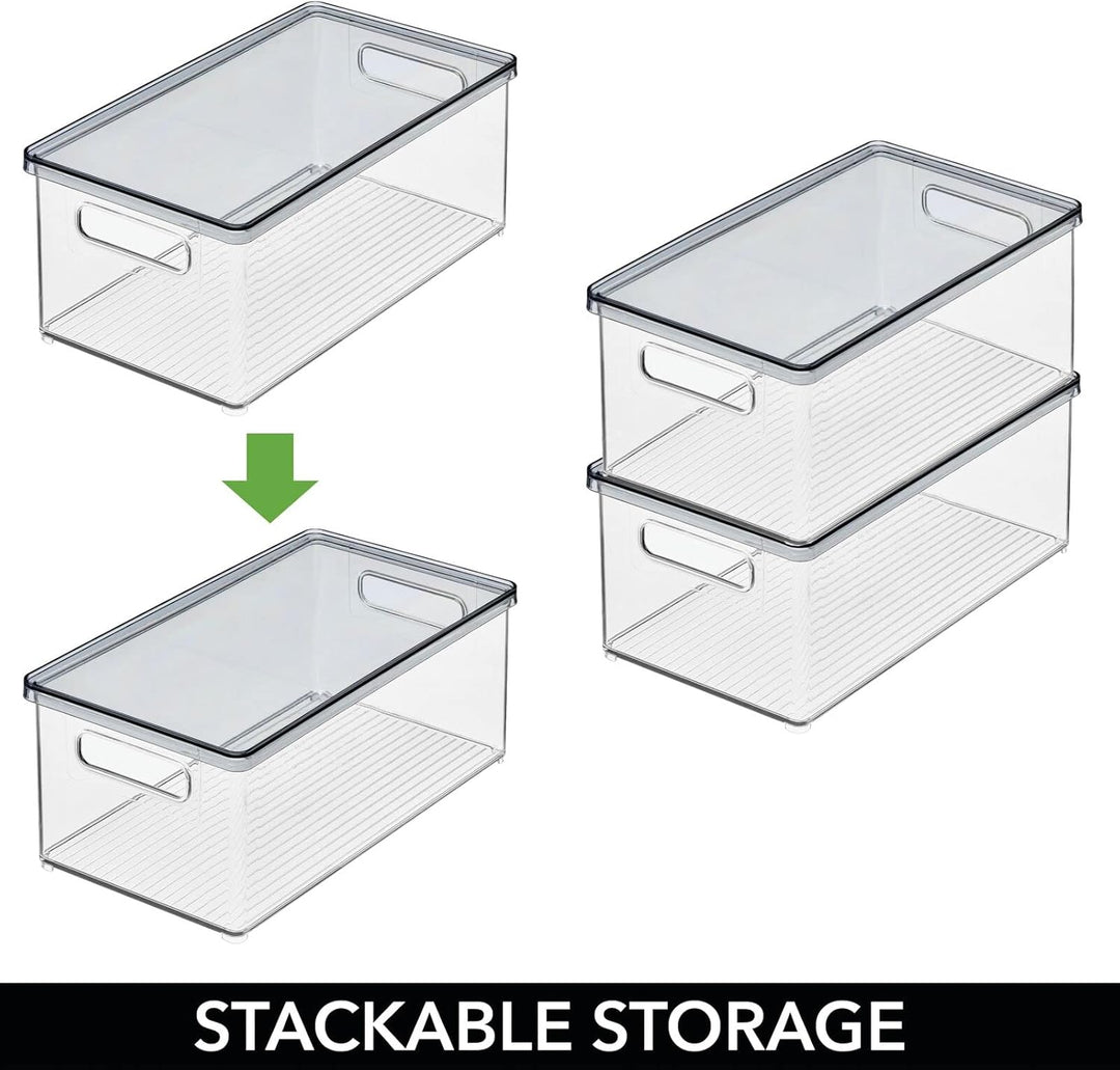 mDesign Schreibtischablage für Stifte, Notizzettel und Büroklammern – Aufbewahrungsbox mit Deckel au