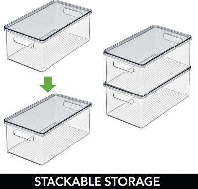 mDesign Schreibtischablage für Stifte, Notizzettel und Büroklammern – Aufbewahrungsbox mit Deckel au