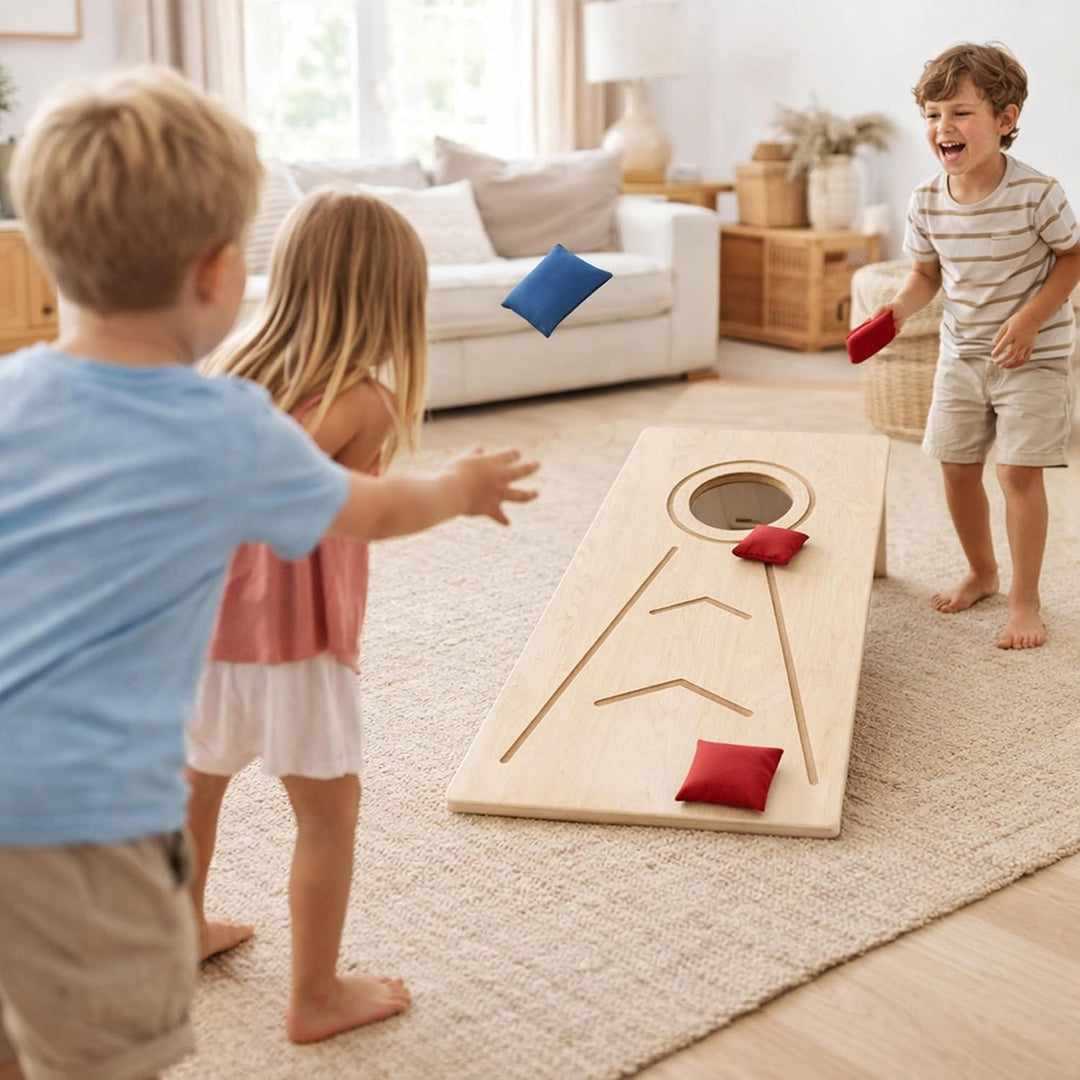 Cornhole Wurfspiel für Outdoor & Indoor – Party- & Strandspiel, Bean Bag Toss/Sackloch Spiel inkl. W