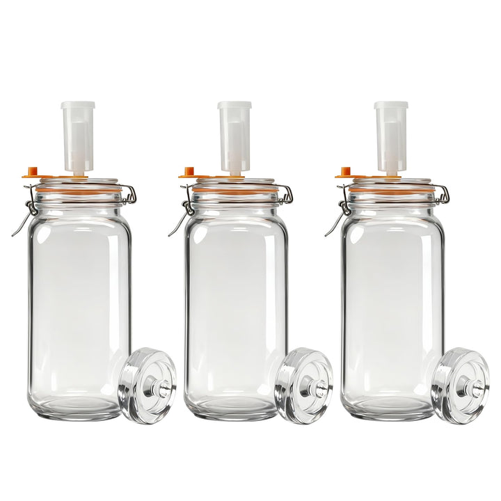 2 L 3er-Pack Gärbehälter mit Luftschleuse - Fermentieren Starter Set - Fermentiergläser - Fermentier