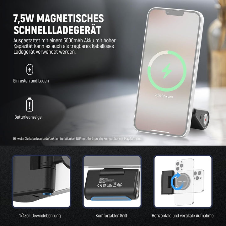 NEEWER Basics Magnetischer Smartphone Grip, Handy Kameragriff mit Fernauslöser, nur kompatibel mit M