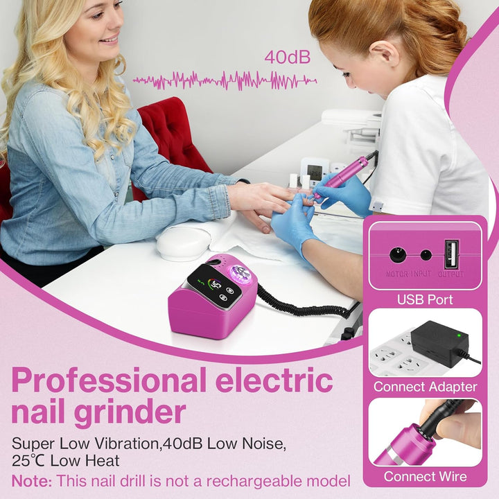 Elektrischer Nagelfeile Nagelfräser für Gelnägel, 45000 U/min Nagelfräser Professioneller mit LCD-An