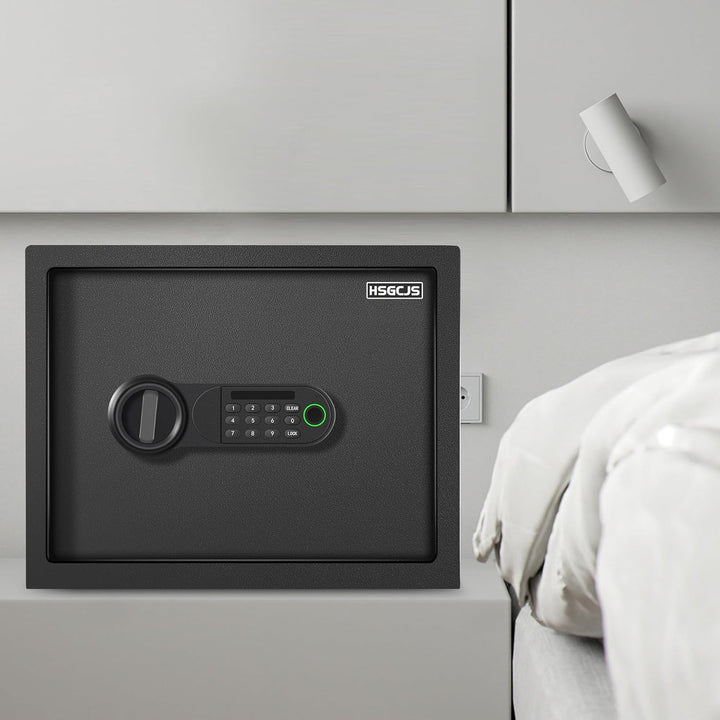HSGCJS Biometrischer Fingerabdruck Home Safe Box, 31L, Passwortsafe Box mit Tastatur, für Hotel, Bür