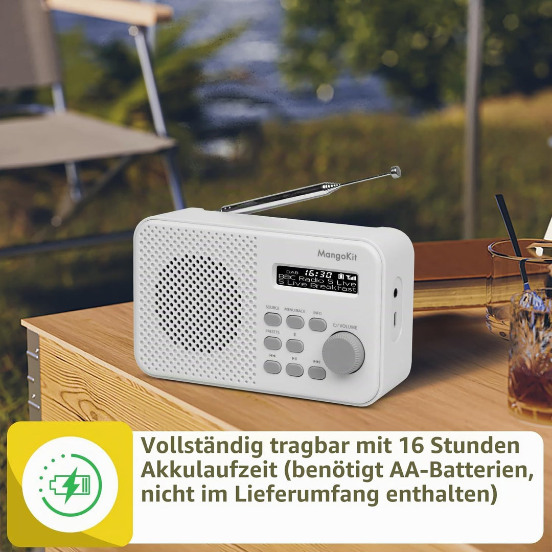 MangoKit MD2 DAB Radio mit Bluetooth,DAB Plus Radio,Digitalradio,UKW Radio,Tragbares Dab Radio,Klein