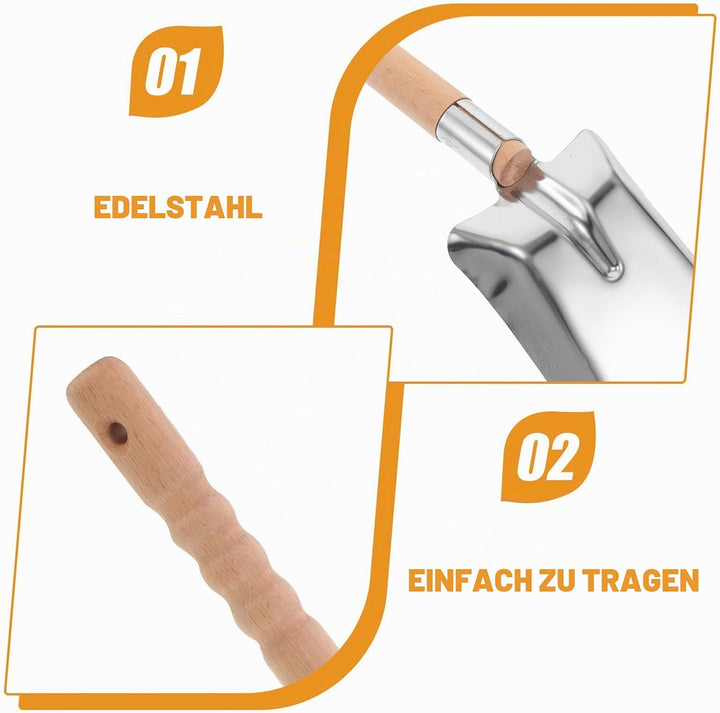 TOYANDONA Lange Kohlenschaufel: Robuste Ascheschaufel aus Edelstahl für Grill, Kamin, Feuerstelle, K