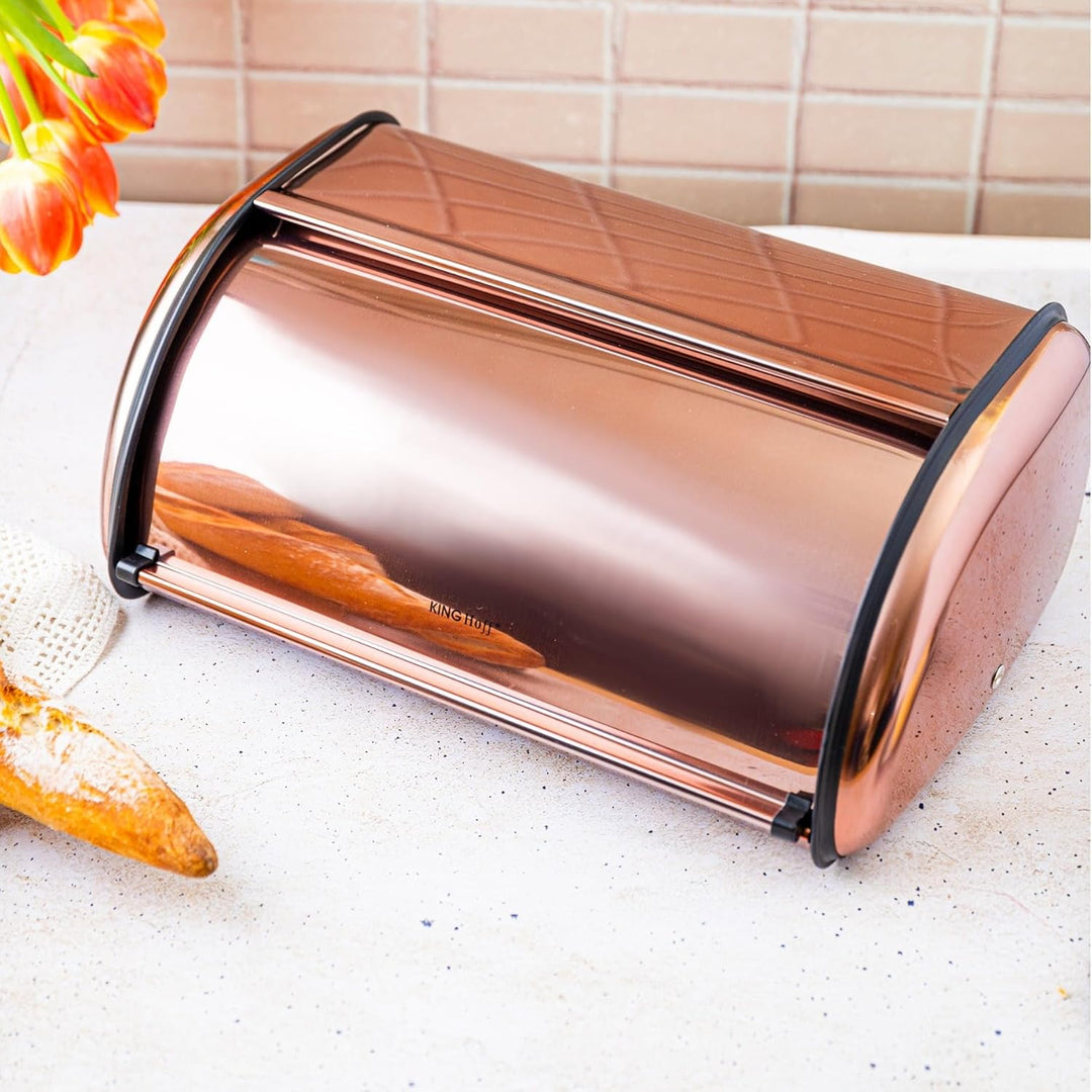 KING HOFF Brotkasten Brotbox Brotbehälter Brotdose aus Stahl (Rosegold), Rosegold