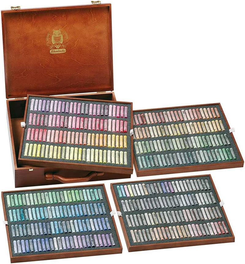 Schmincke – Pastell, Premium-Set mit Aquarellfarben, Holzkasten mit Pastellstiften, handgefertigte P