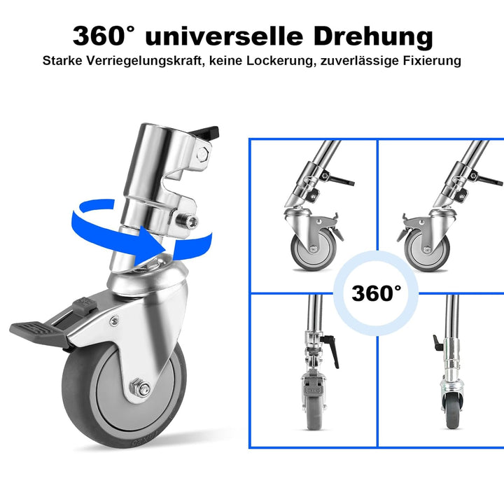 Soonpho 3 Stück Stativrollen C Stand Rollen für Stativ Wheels Stativ Wheels C Ständer Professional L