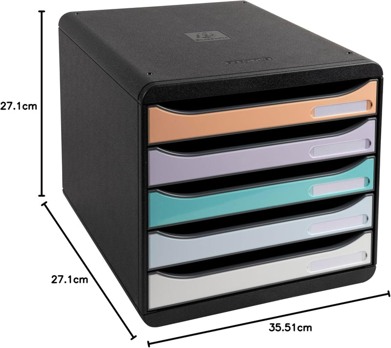 Exacompta 3094296D Premium Ablagebox mit 5 Schubladen für DIN A4+ Dokumente. Belastbare Schubladenbo