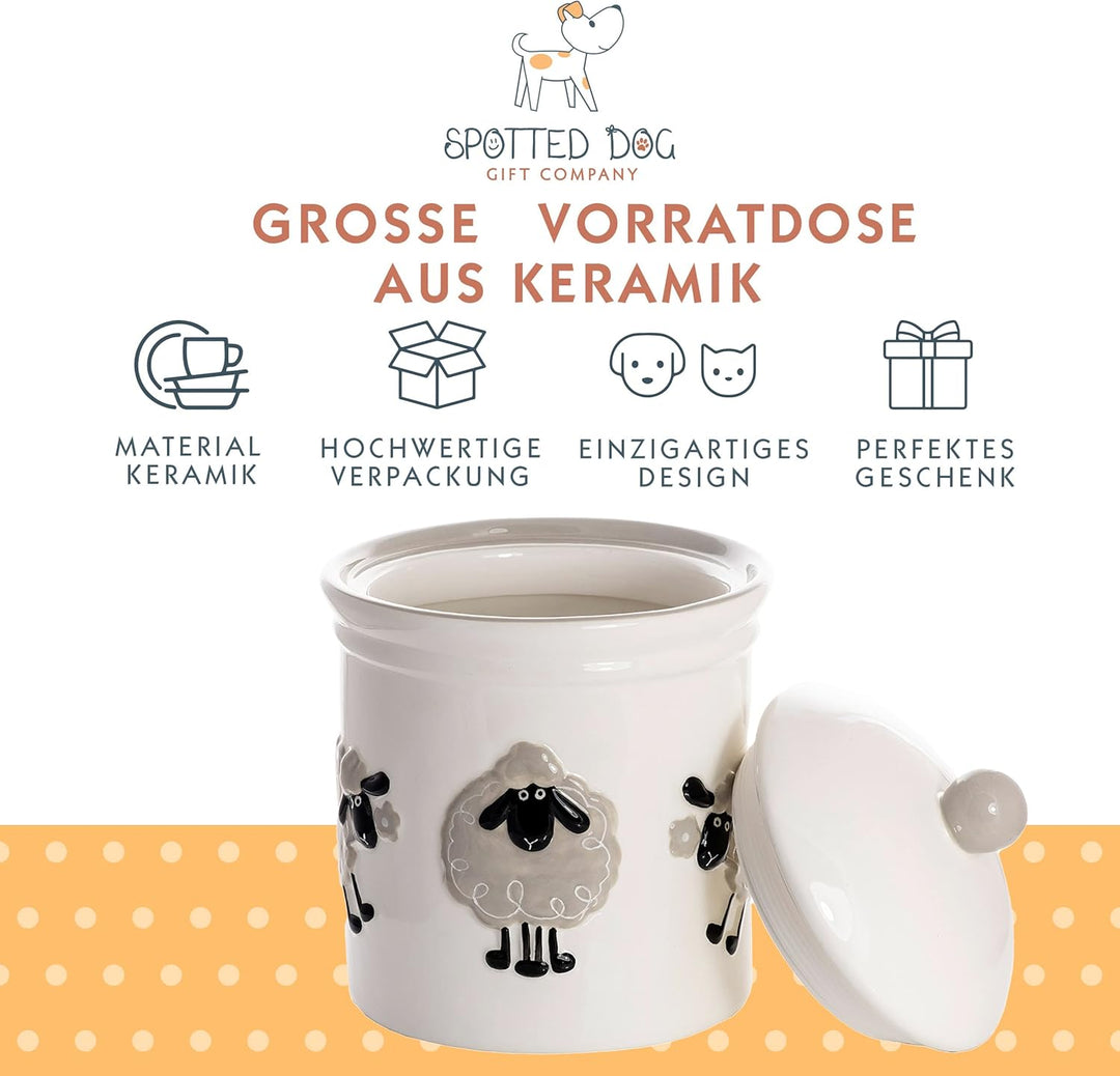 SPOTTED DOG GIFT COMPANY Keksdose Keramik mit Deckel Luftdicht - Grosser Vorratsdose Vorratsbehälter