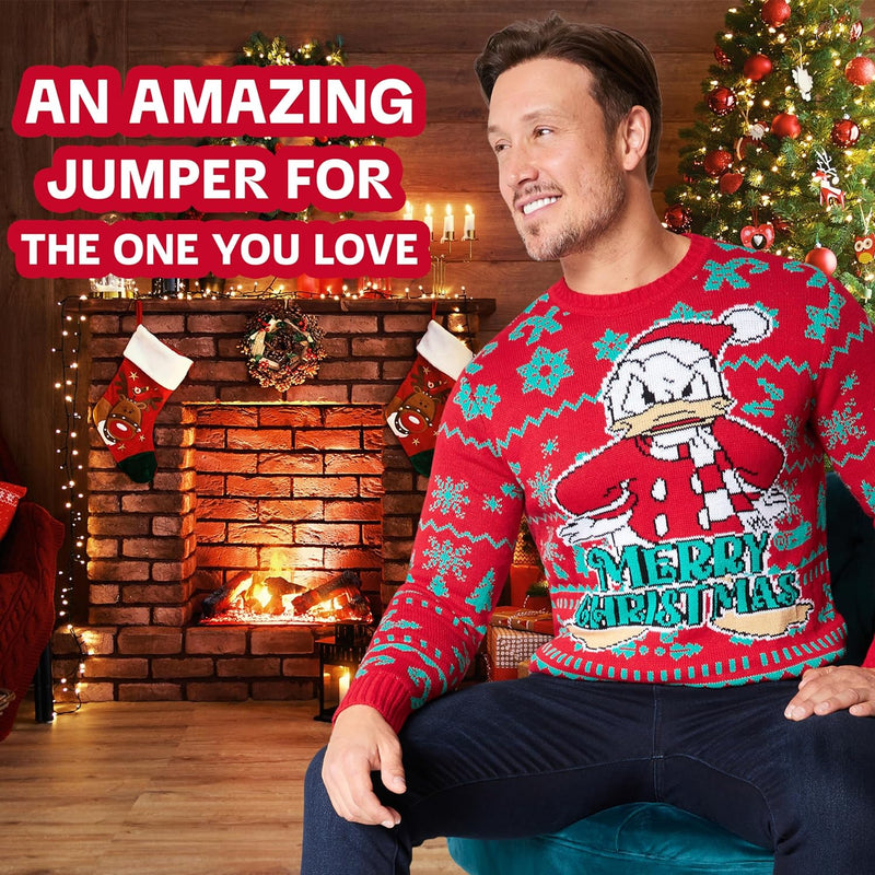 Disney Christmas Sweater Herren S-XXL, Weihnachtspullover Herren Lustig mit Rundhalsausschnitt - Ges