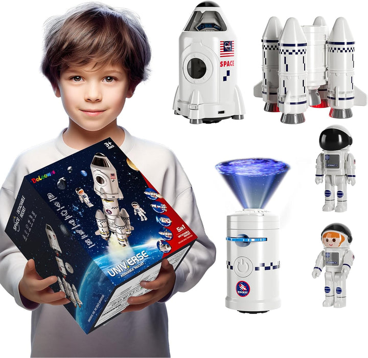 Doloowee Space Shuttle Rakete Spielzeug für Kinder,Wissenschaftliches Puzzlespiel mit Projektion,Wel
