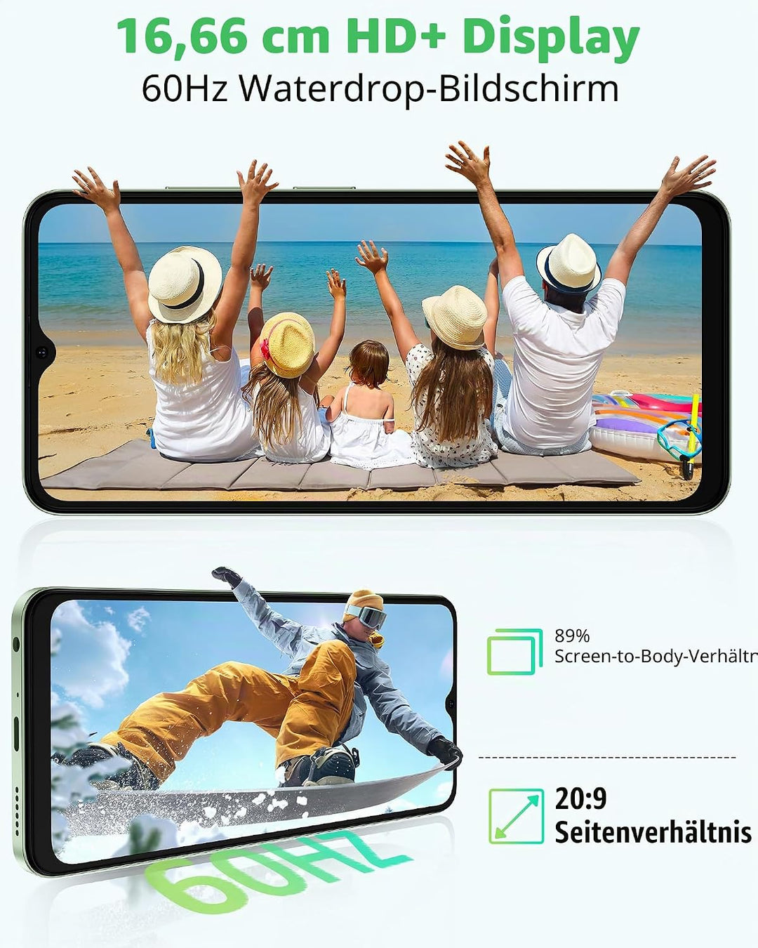 Ulefone Note 19 Handy Android 14, 6GB RAM+64GB ROM/SD-512GB, 6.56" HD+ Octa Core, 5000mAh Akku, 8MP+