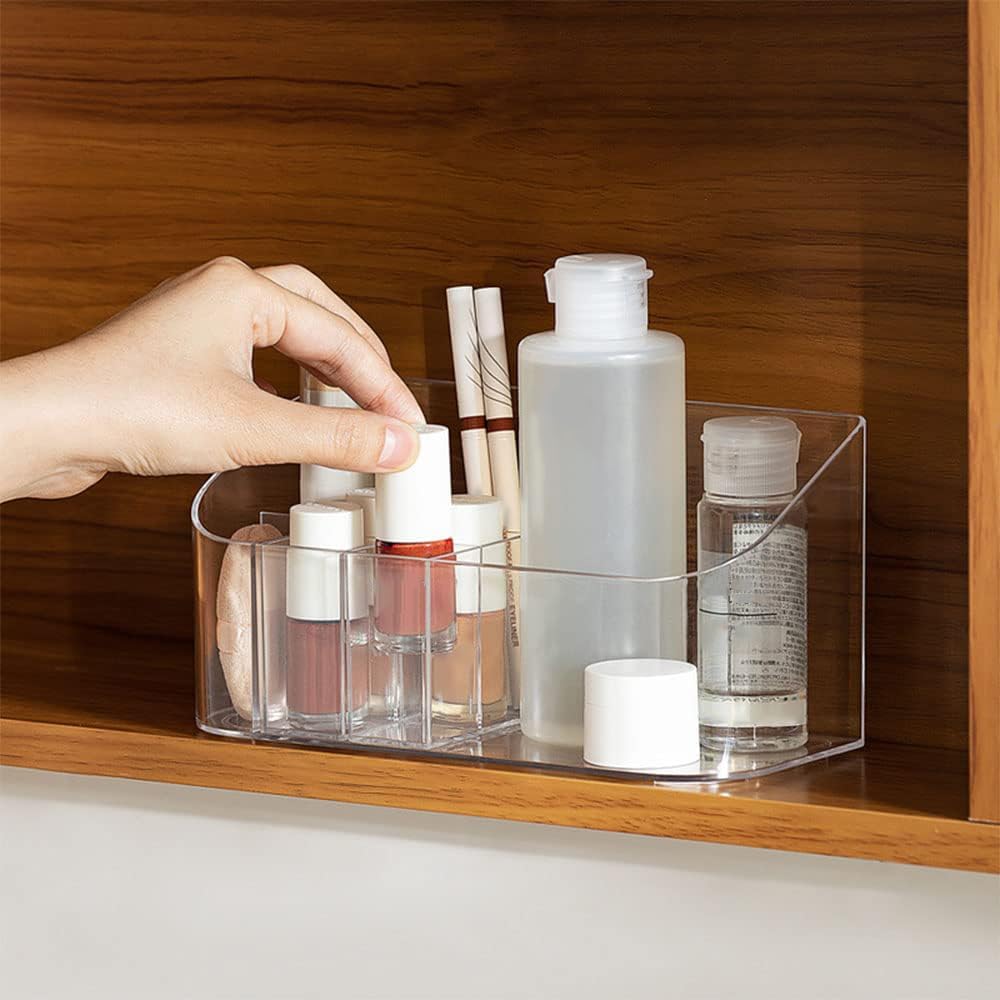 LINFIDITE 2 Stück Make-up Organizer, Kosmetik Organizer mit 9 Fächern 2 herausnehmbaren Trennwänden,
