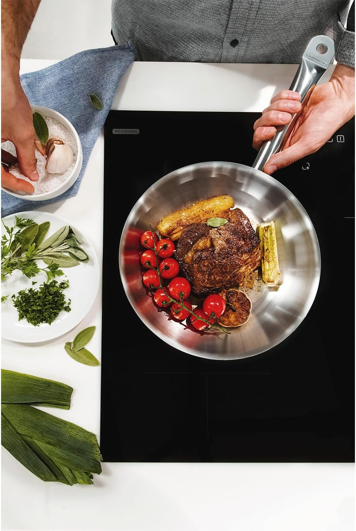 Tramontina Edelstahlpfanne, Ø 30 cm, Edelstahl 18/10, Bratpfanne unbeschichtet, spülmaschinengeeigne