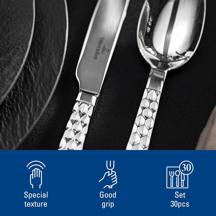 Villeroy & Boch – Boston Besteck Set 30 teilig 6 Personen, spülmaschinenfest, rostfrei, Tafelbesteck