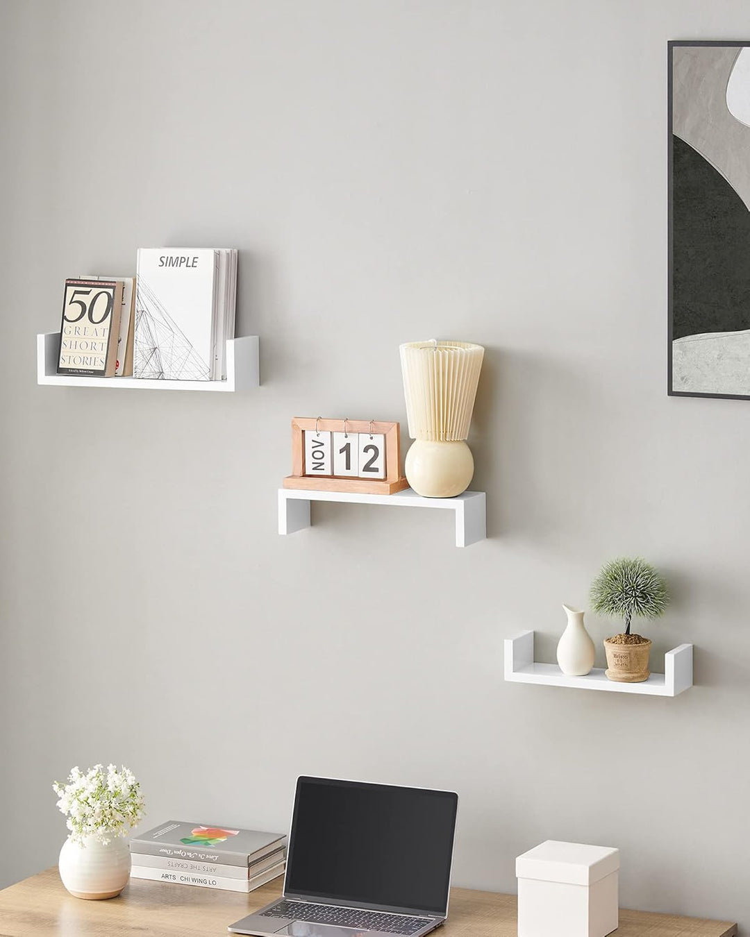 SONGMICS Custos Kollektion - Wandregal, 3er Set, Schweberegal, 30/35/40 cm, Regal zur Wandmontage, j