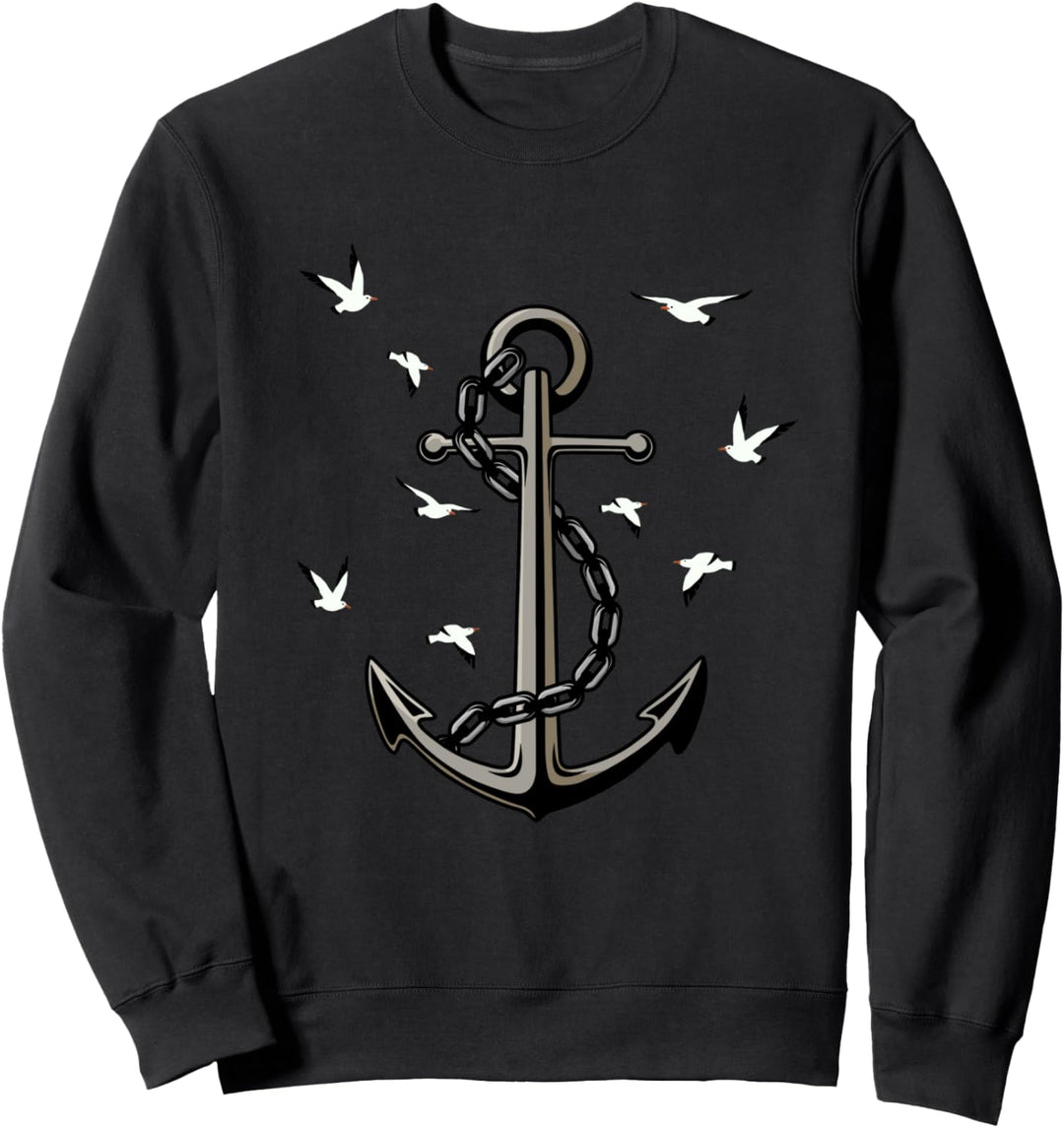 ANKER KETTE MÖWEN Geschenk Idee Bild Spruch Küste Hafen Meer Sweatshirt