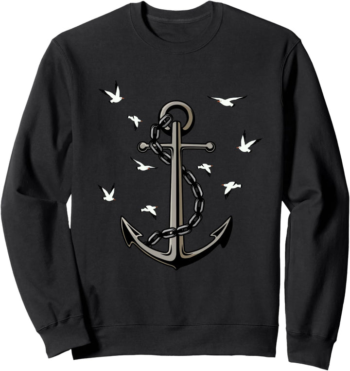 ANKER KETTE MÖWEN Geschenk Idee Bild Spruch Küste Hafen Meer Sweatshirt