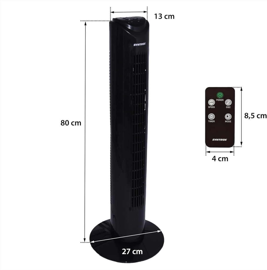 Syntrox Oszillierender Turmventilator Spruzzio | Tower Fan | Standventilator, inklusive Fernbedienun