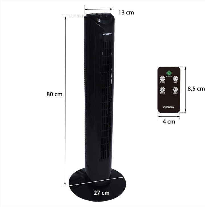 Syntrox Oszillierender Turmventilator Spruzzio | Tower Fan | Standventilator, inklusive Fernbedienun
