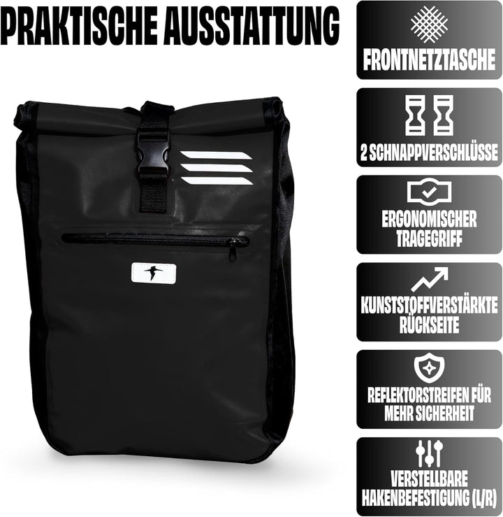 Red Loon Kurier Rucksack Courier Bag Kuriertasche LKW-Plane Backpack Kurierrucksack Schwarz, Schwarz