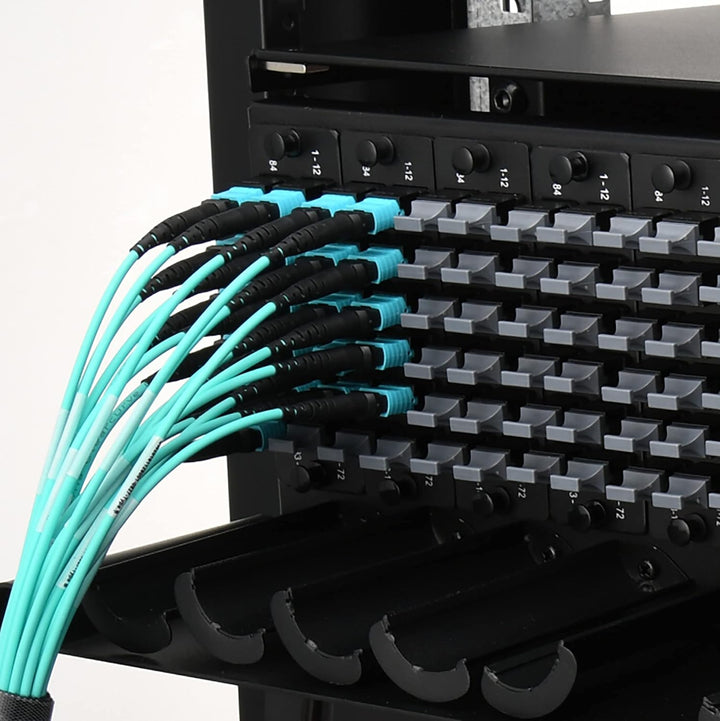 EMSECKO MPO zu MPO Glasfaserkabel 1M, 12 Adern LWL, Buchse Typ B, OM3 Multimode Patchkabel, LSZH MPO