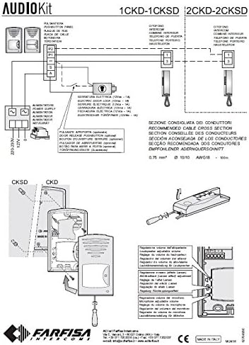 Farfisa Türsprechanlage Zweifamilienhaus adernsparende 2 Drahttechnik, 10 W, 240 V