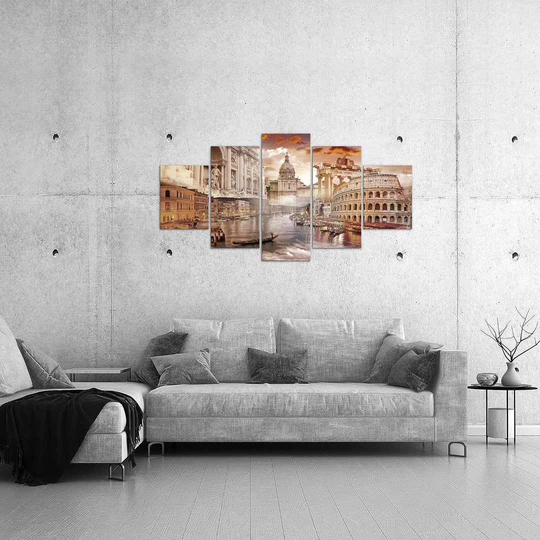 Runa Art Bild Wohnzimmer Schlafzimmer Italien 5 Teilig Architektur Antik Braun Wandbilder auf Vlies