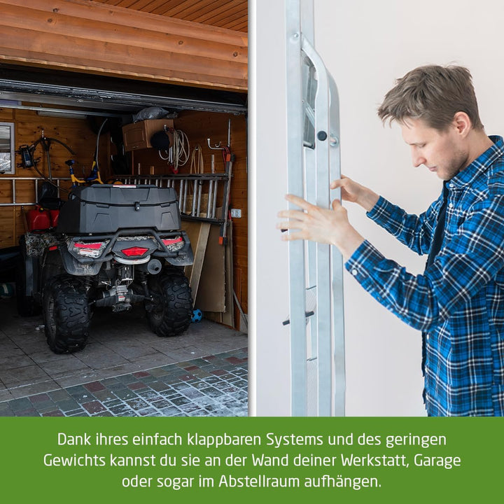 Amig - Klappbare Leiter mit 3 Stufen - Hergestellt aus Aluminium - Masse der kleinen Stufen: 28 cm x