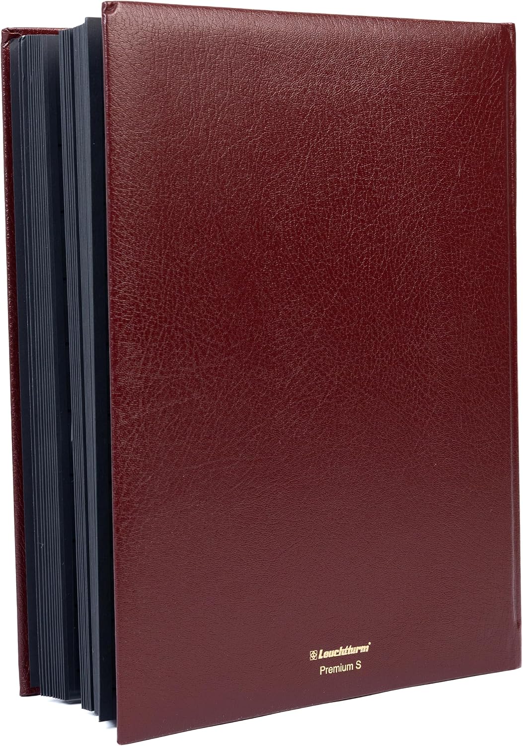 Leuchtturm Briefmarken-Sammel-Album, Einsteckbuch Premium, DIN A4, 64 Schwarze Seiten, wattierter Le