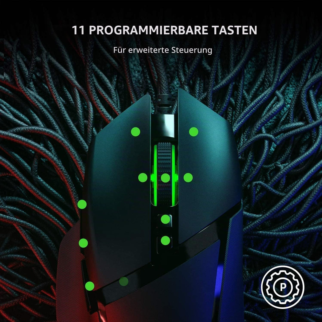 Razer Basilisk V2 - Kabelgebundene Gaming Maus mit 11 programmierbaren Tasten für PC/Mac (Optischer