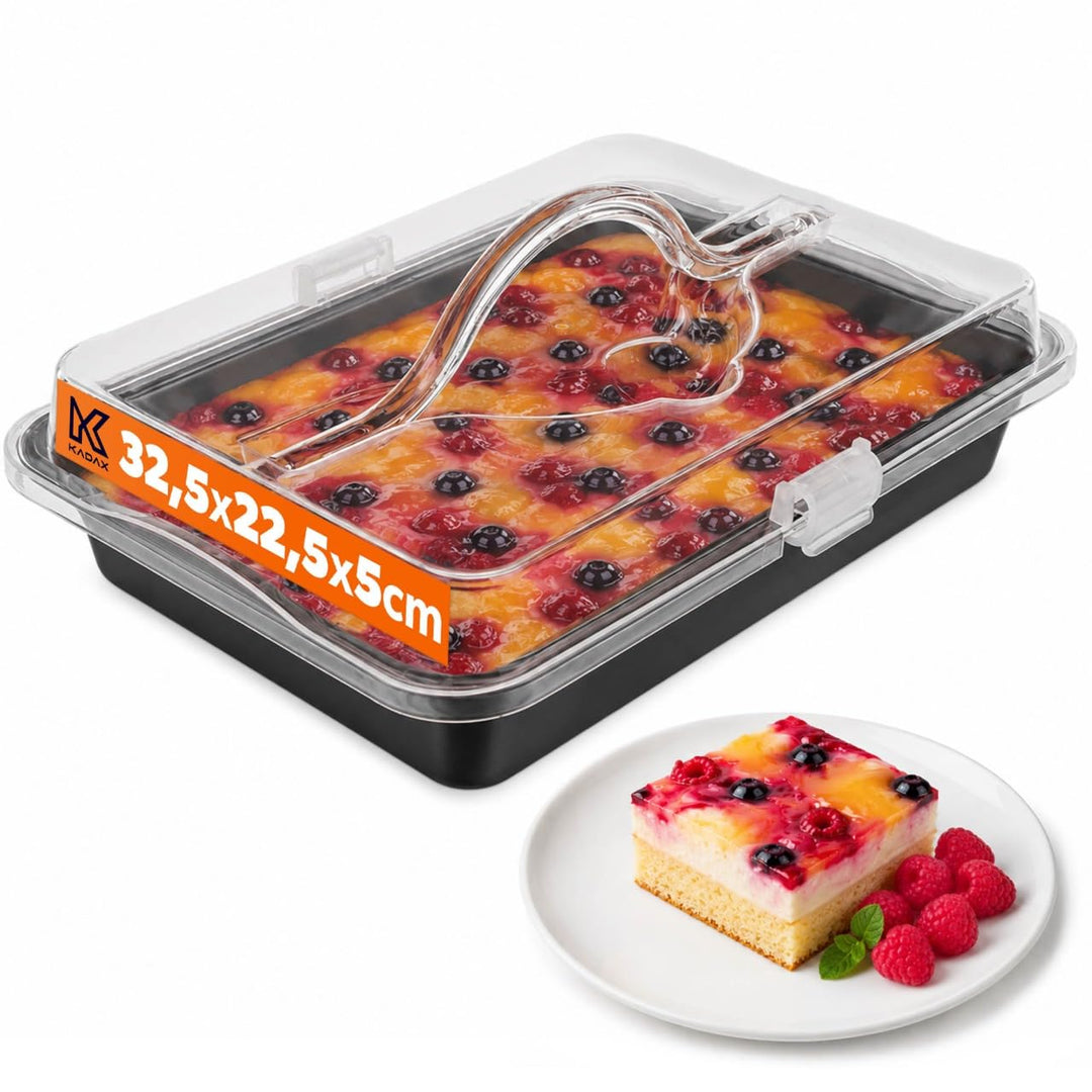 KADAX Backform mit Deckel und Antihaftbeschichtung, rechteckige Kuchenform aus Stahl für Kuchen, Toa
