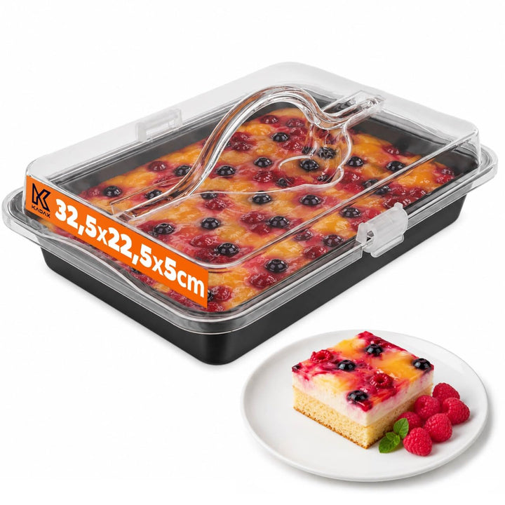 KADAX Backform mit Deckel und Antihaftbeschichtung, rechteckige Kuchenform aus Stahl für Kuchen, Toa