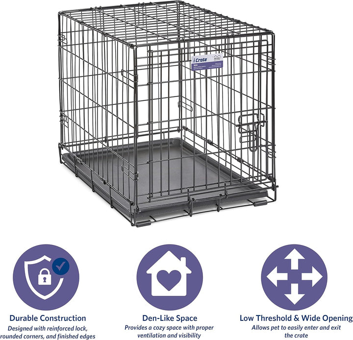 MidWest Homes for Pets iCrate Modell 1524 Hundebox, ca. 61 cm lang, mit Einzeltür, auslaufsicherer B