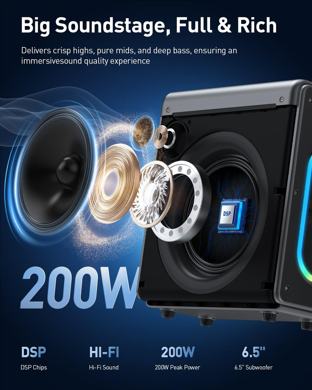 Karaoke Maschine mit 2 mikrofonen, wiederaufladbaren Mikrofonen: Tragbarer Bluetooth-Lautsprecher fü
