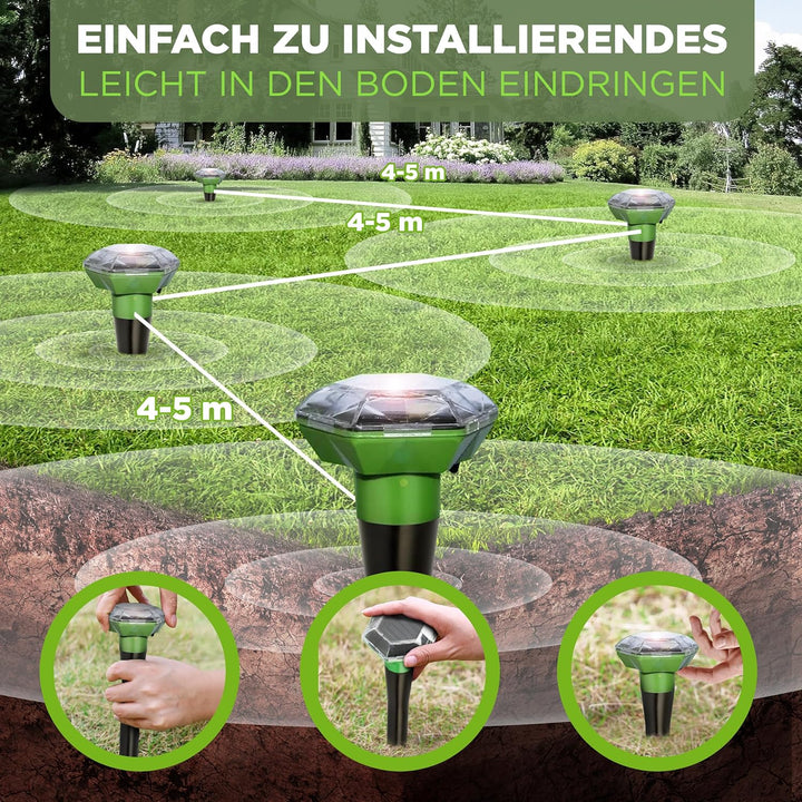 ISOTRONIC Maulwurfabwehr zum Vertreiben von Maulwürfen, Wühlmäusen & Schlangen – Solar Maulwurfschre
