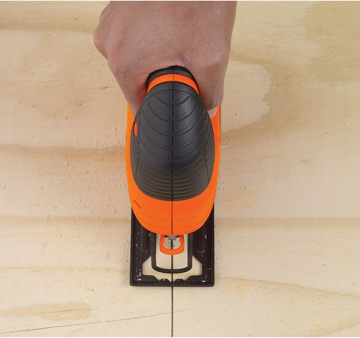 Black+Decker Stichsäge, Pendelhubsäge ( 520W, max. 70 mm Schnitttiefe, mit Softgriff, Sight-Line-Kan