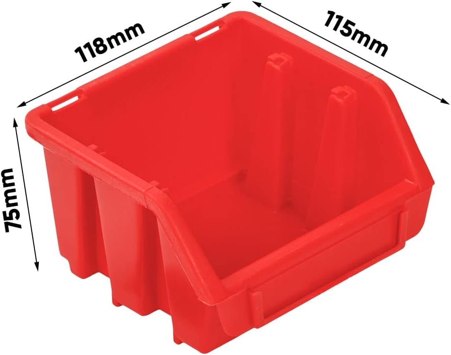 Stapelboxen Set – 10x Stapelbox für Werkzeugwand 115 x 75 x 118 mm – Sichtbox Stapelkasten Stapelbox