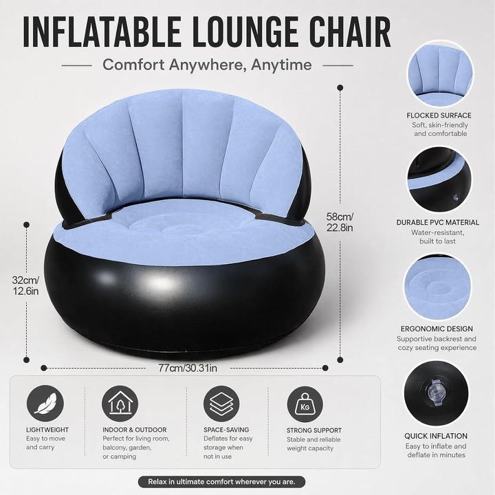 CEWROM Aufblasbares Sofa, Aufblasbarer Sessel, Sessel, Sofa und Couch mit Beflockter Oberfläche für