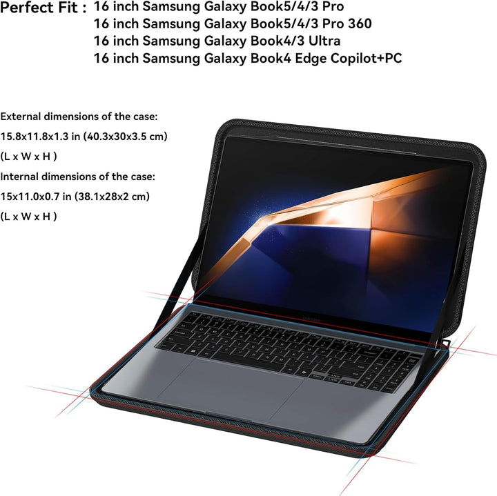 Smatree 16 Zoll Laptophülle für Samsung Galaxy Book 3 Pro Business Ultra 16, Harte Schutzhülle Samsu