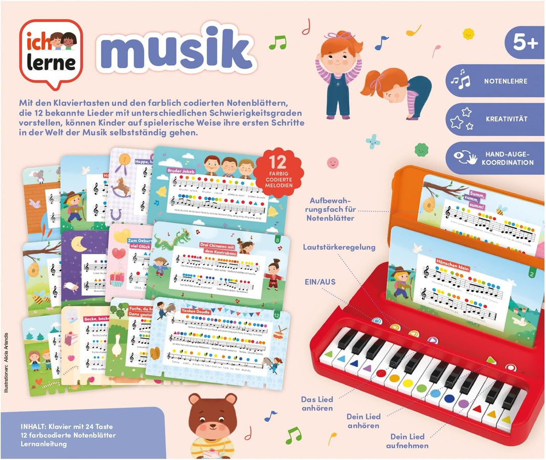 Jumbo Ich lerne Musik - Musik-Lernspiele für Kinder - Noten Lernen und Melodien aufnehmen - Inkl. 12