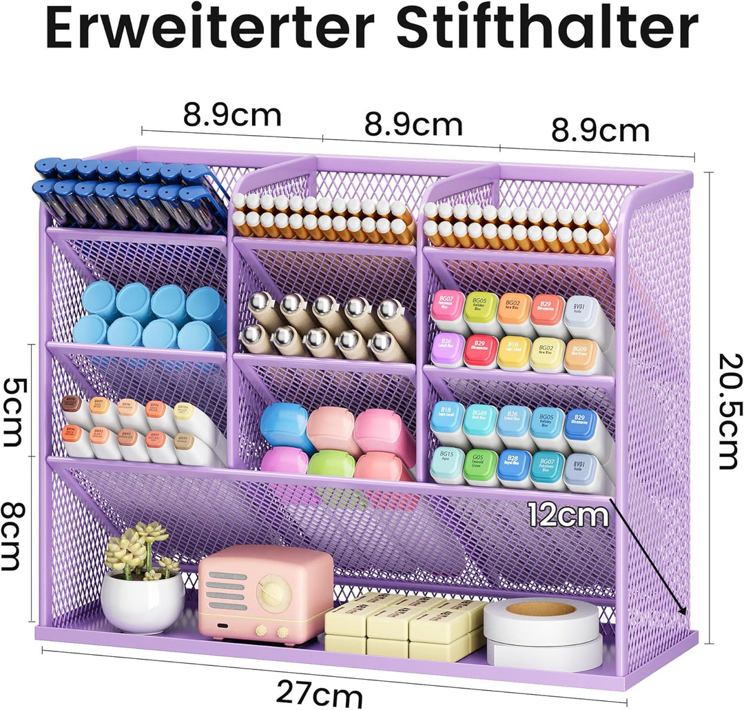 VITVITI Schreibtisch Organizer, 9 Fächer Stiftehalter, Netz Stifte Regal aus Metall, Stiftehalter Sc
