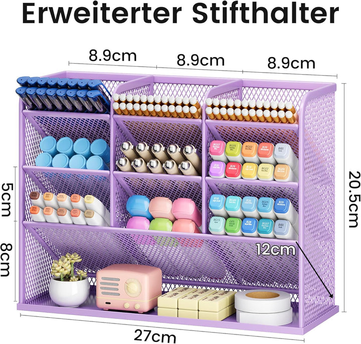 VITVITI Schreibtisch Organizer, 9 Fächer Stiftehalter, Netz Stifte Regal aus Metall, Stiftehalter Sc