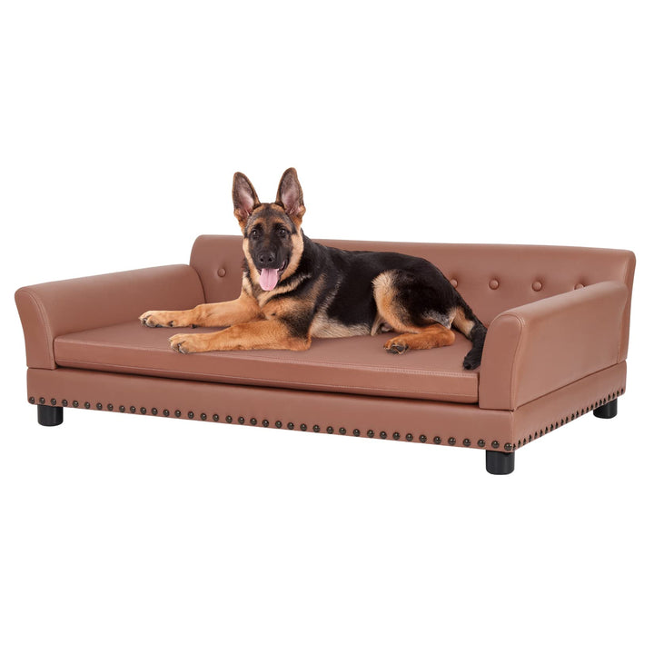 BingoPaw Hundesofa XXL für Grosse Hunde: Luxus Hundecouch aus atmungsaktivem wasserdichtem Leder - M