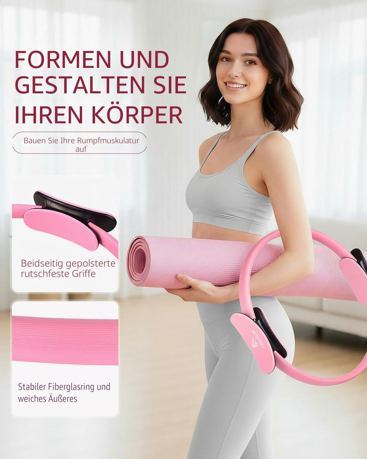 Abahub Pilates Ring Set, 35CM Magic Circle, 25CM Mini Ball, Stretchbänder,Home Pilates Ausrüstung, f