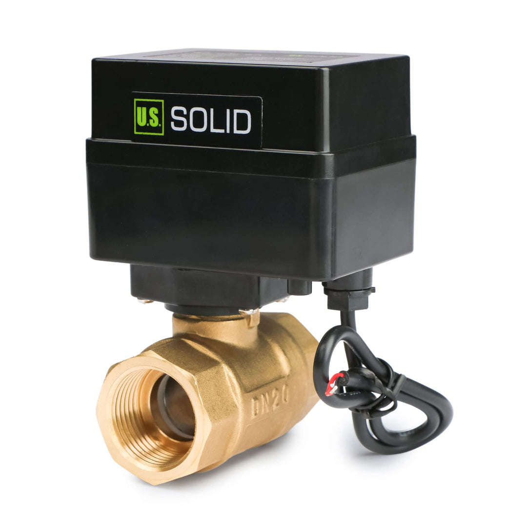 Motorisierter Kugelhahn – 3/4" Messing-Kugelhahn mit Standardanschluss, 9–36 V AC/DC, 2-Draht-Auto-R