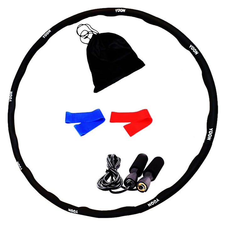 YUGN Vitality Hula Hoop Reifen Erwachsene Set 1.2KG - Enthält Springseil und 2 Widerstandsbänder und