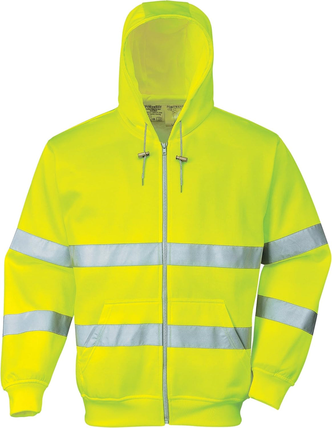 PORTWEST B305 - Warnschutz-Reissverschluss Kapuzen-Sweatshirt, 1 Stück, Gelb